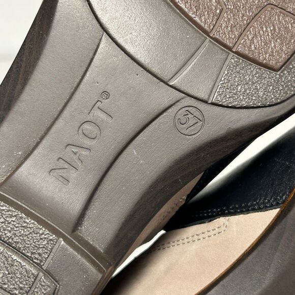 Naot Kamsin Black Taupe Leather Nubuck Ankle Bootie Shoes US 6.5 EU 37 - Picture 6 of 8